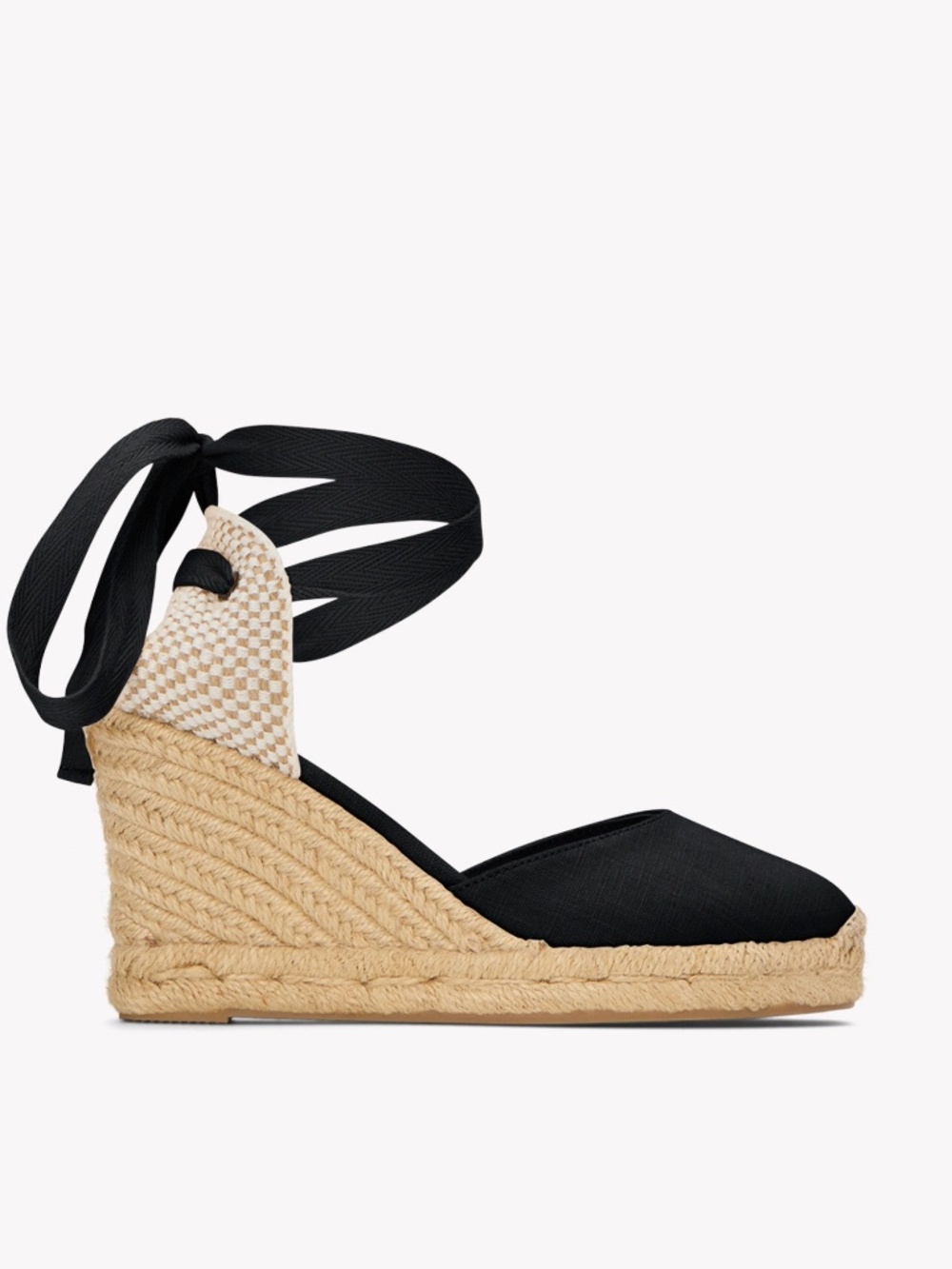 SOLUDOS Espadrilles The Marseille Wedge Lace-Up Noche Black Women's Sz 6.5